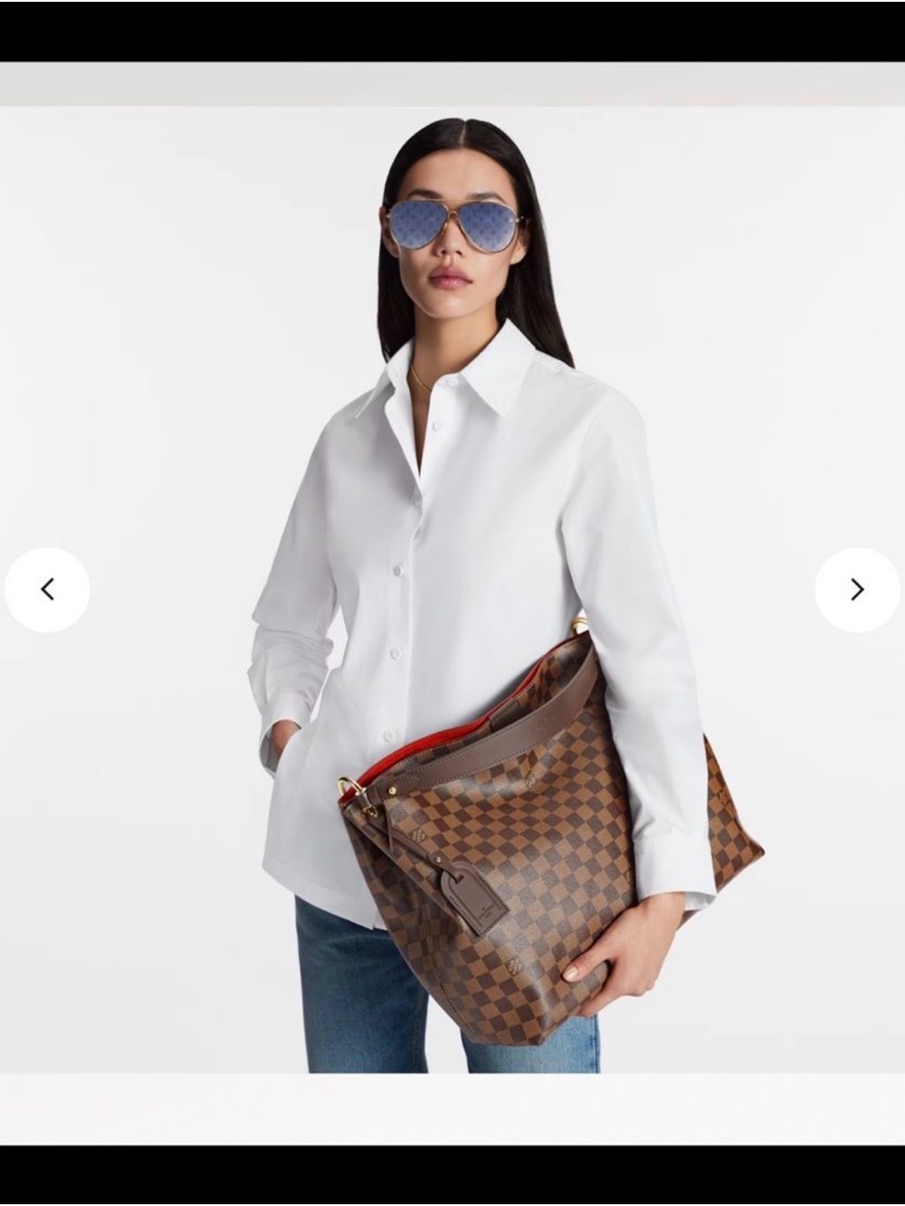 Brown Check Shoulder Bag with Red Interior